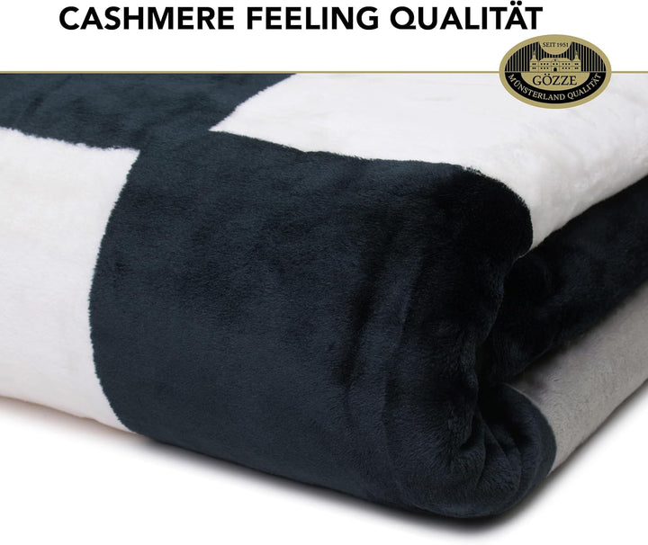 Gözze - Weiche Kuscheldecke, Cashmere Feeling, Hohes Stoffgewicht 500 g/m², Antigua, 150 x 200 cm -