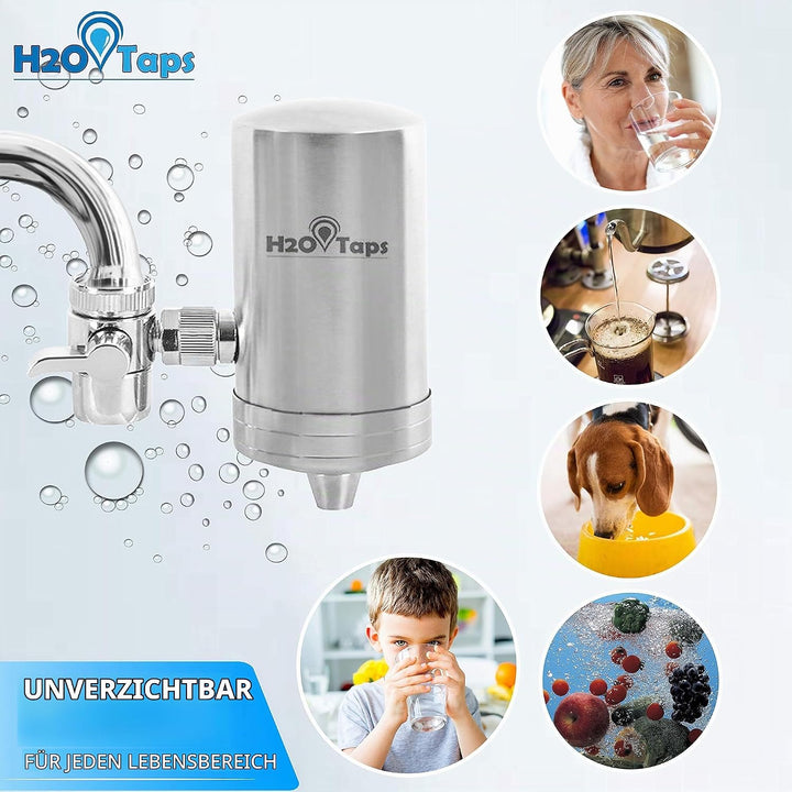 H2O Taps - Wasserfilter für den Wasserhahn - Wasserhahn - Edelstahl 304 Trinkwasserfilter - Wasserfi