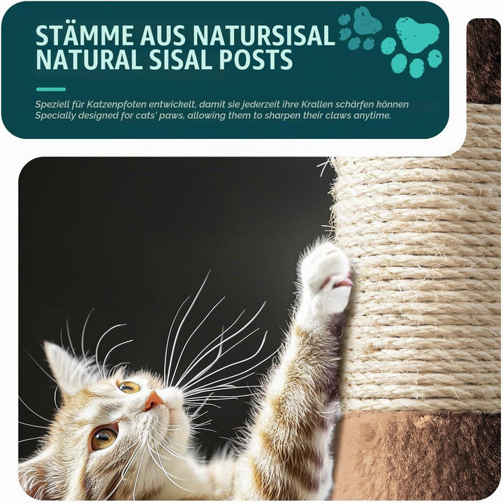 VOUNOT® Kratzbaum Katzenbaum 112 cm hoch, Stabil Mehrstöckiger Kletterbaum Katzenkratzbaum mit Kratz