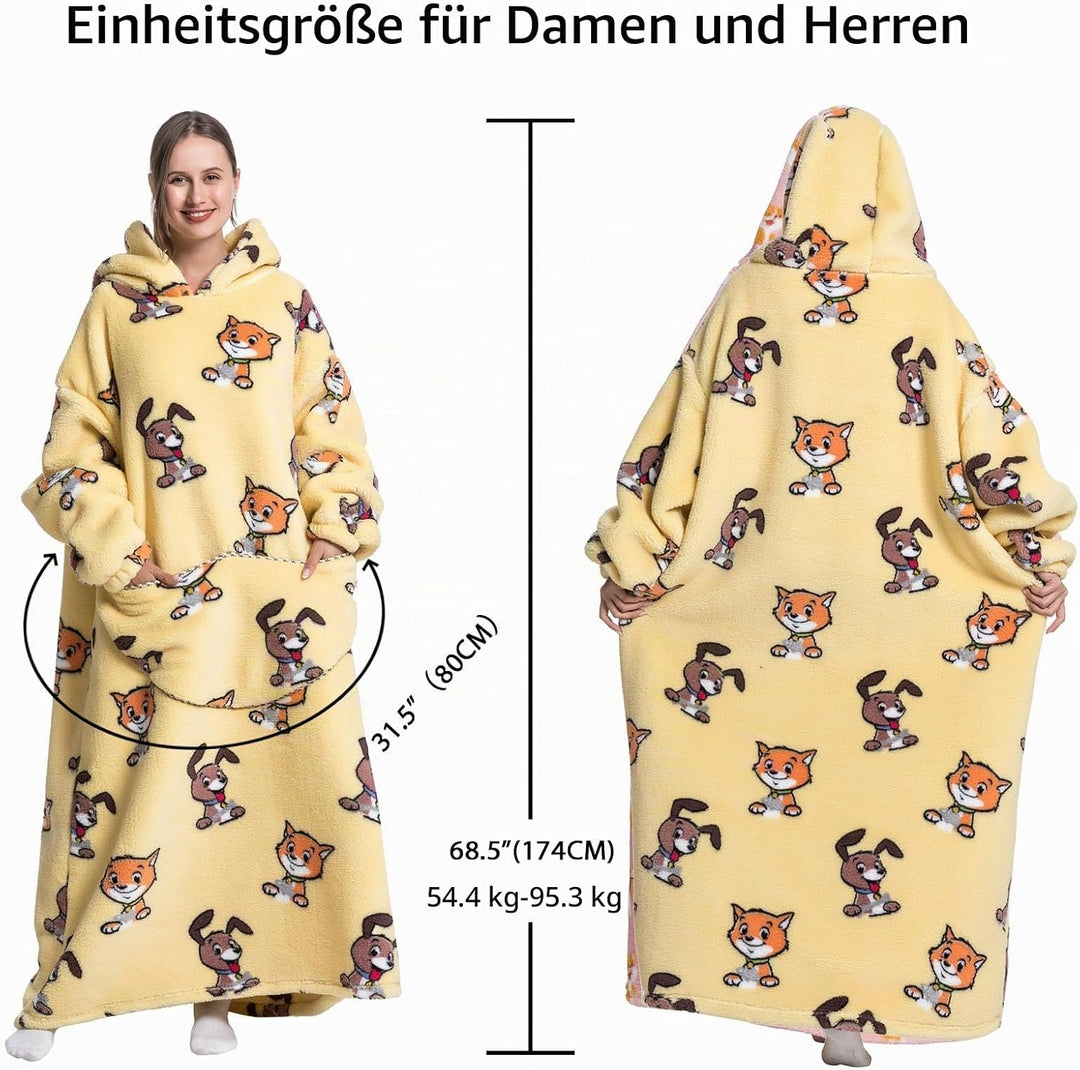 Verlängert Übergrosse Hoodie Decke,Decken Hoodie Damen mit Tasche und Kapuze,Superweiche und Warme K