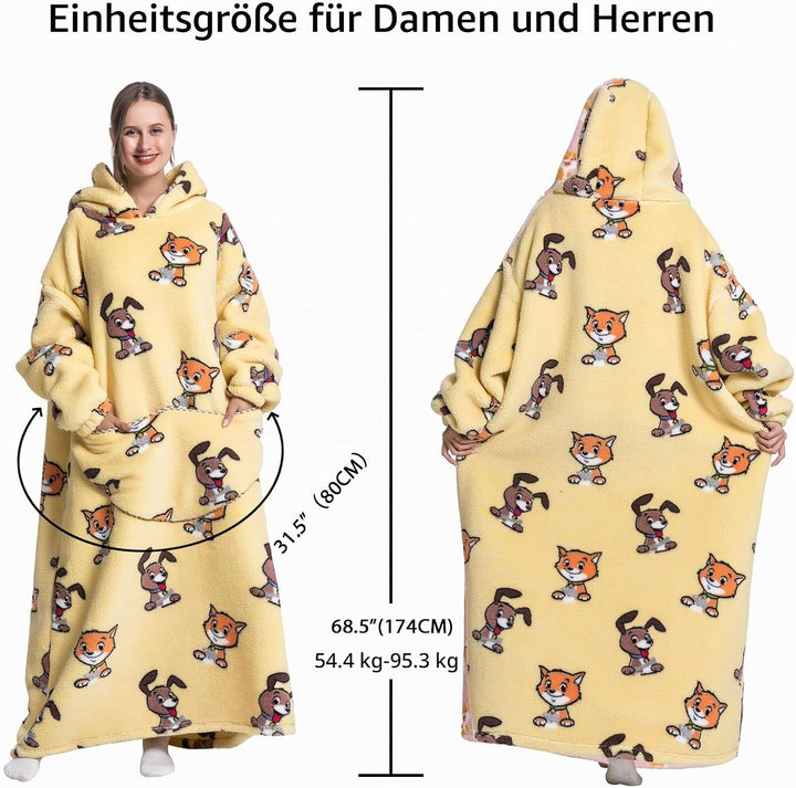 Verlängert Übergrosse Hoodie Decke,Decken Hoodie Damen mit Tasche und Kapuze,Superweiche und Warme K