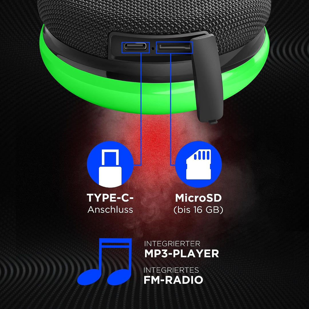 Defender Enjoy 40 Bluetooth Lautsprecher – Tragbarer Speaker mit Magnet, IPX4, RGB LED, Bluetooth 5.
