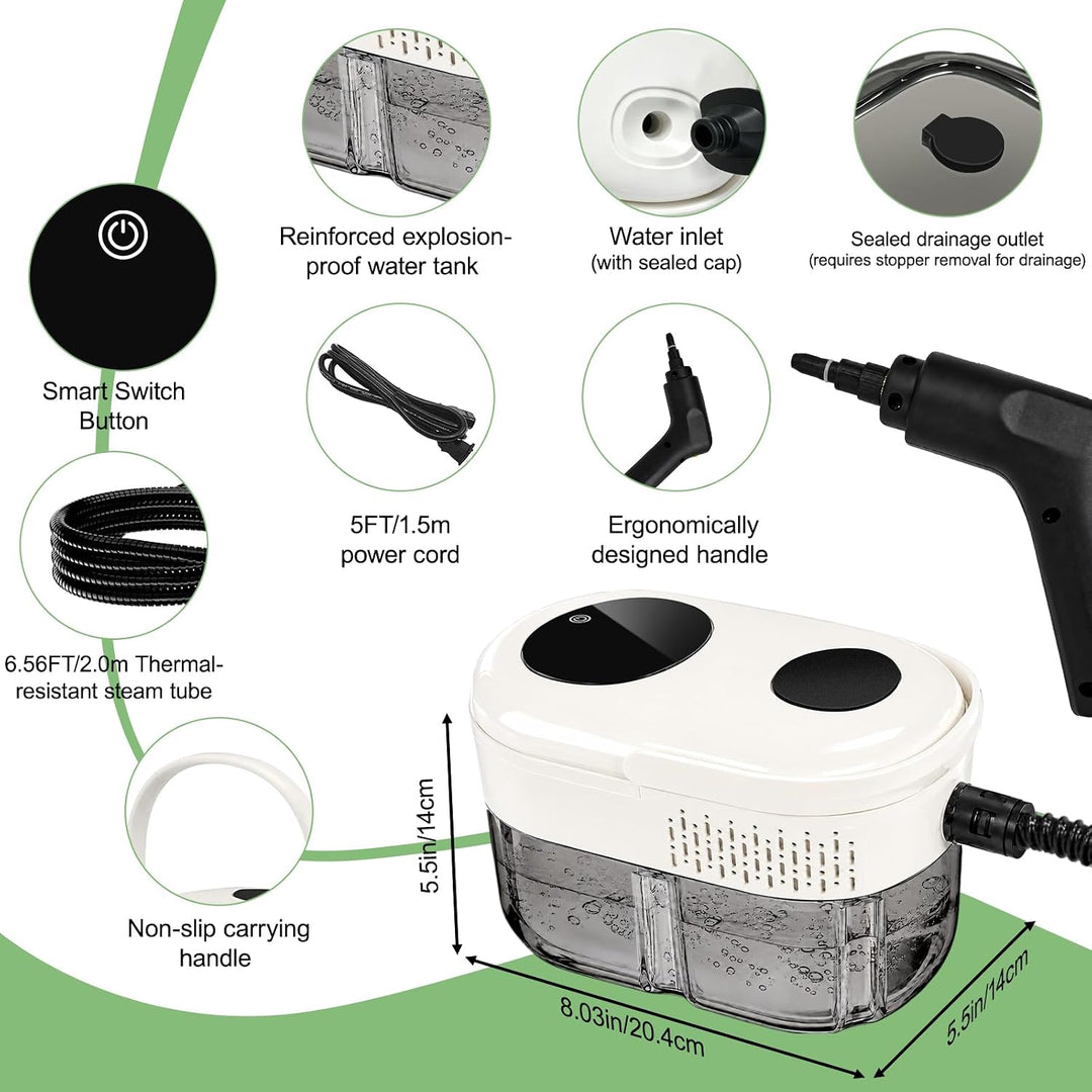 Dampfreiniger Handgerät, Dampfreiniger, 1400ML Wassertank, Tragbarer Steam Cleaner, Multifunktions D