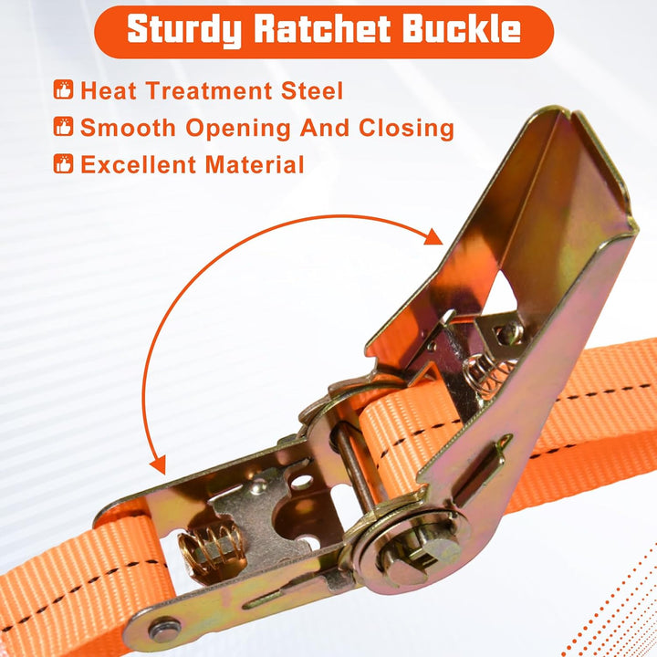SPEEDWOX 4 Stück Zurrgurte mit Ratsche ohne Ende, Orange Bruchfestigkeit 1750 lb, Breite 1 Zoll, Län