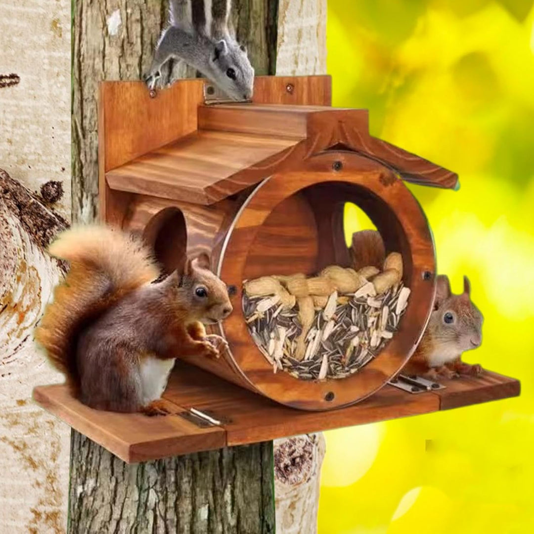 Eichhörnchen Futterhaus Aus Holz, Streifenhörnchen Futterstation Mit Belüftungslöchern, wetterfeste