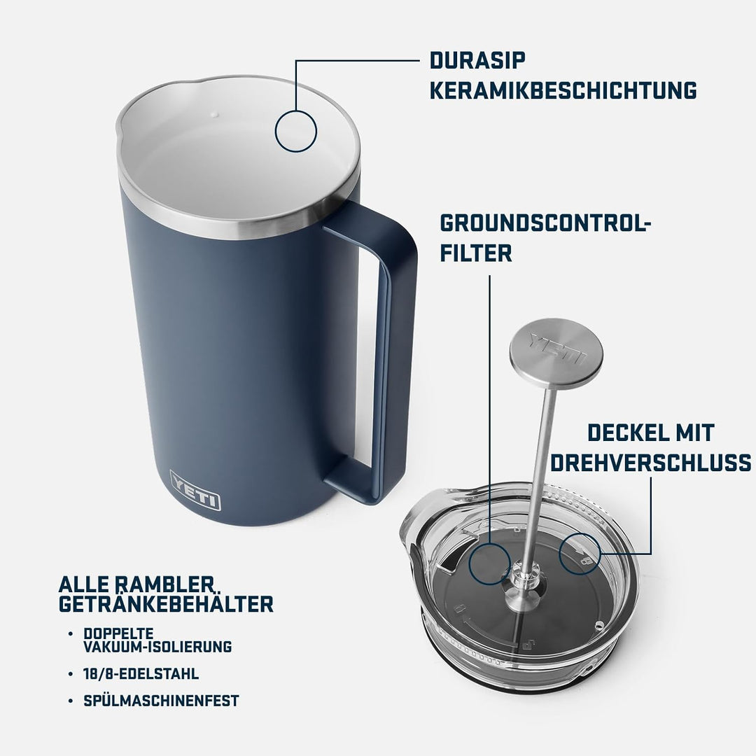 YETI Rambler Stempelkanne Mit DuraSip Keramikbeschichtung, Rescue Red, 64 oz (1.9 L), Rescue Red