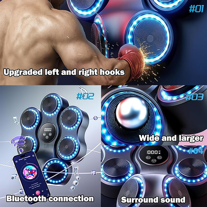 Music Boxing Machine für Erwachsene, Wandmontierte LED Licht Bluetooth Musikboxing Maschine Blau-7 S