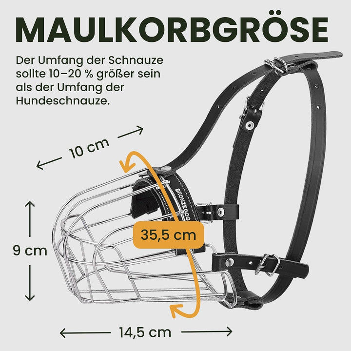 BronzeDog Hundemaulkorb Pitbull Metallmaske Amstaff Drahtkorb Pit Bull verstellbare Lederbänder für