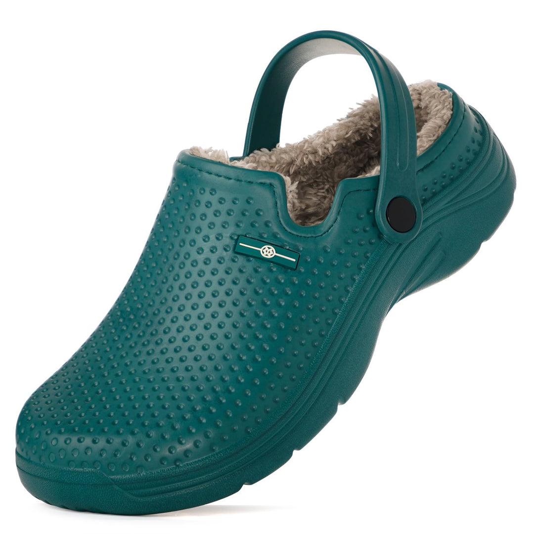 Hsyooes Clogs Damen Winter Gartenschuhe Herren Gefütterte Hausschuhe Wasserdicht Plüsch Pantoletten