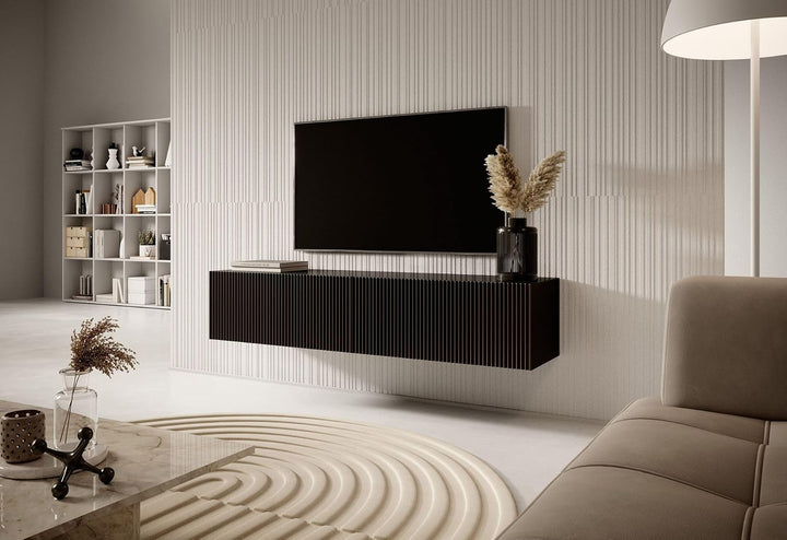 Selsey Veldio - TV Lowboard Weiss, mit gefräster Front, 175 cm breit, 140 x 31,6 x 30