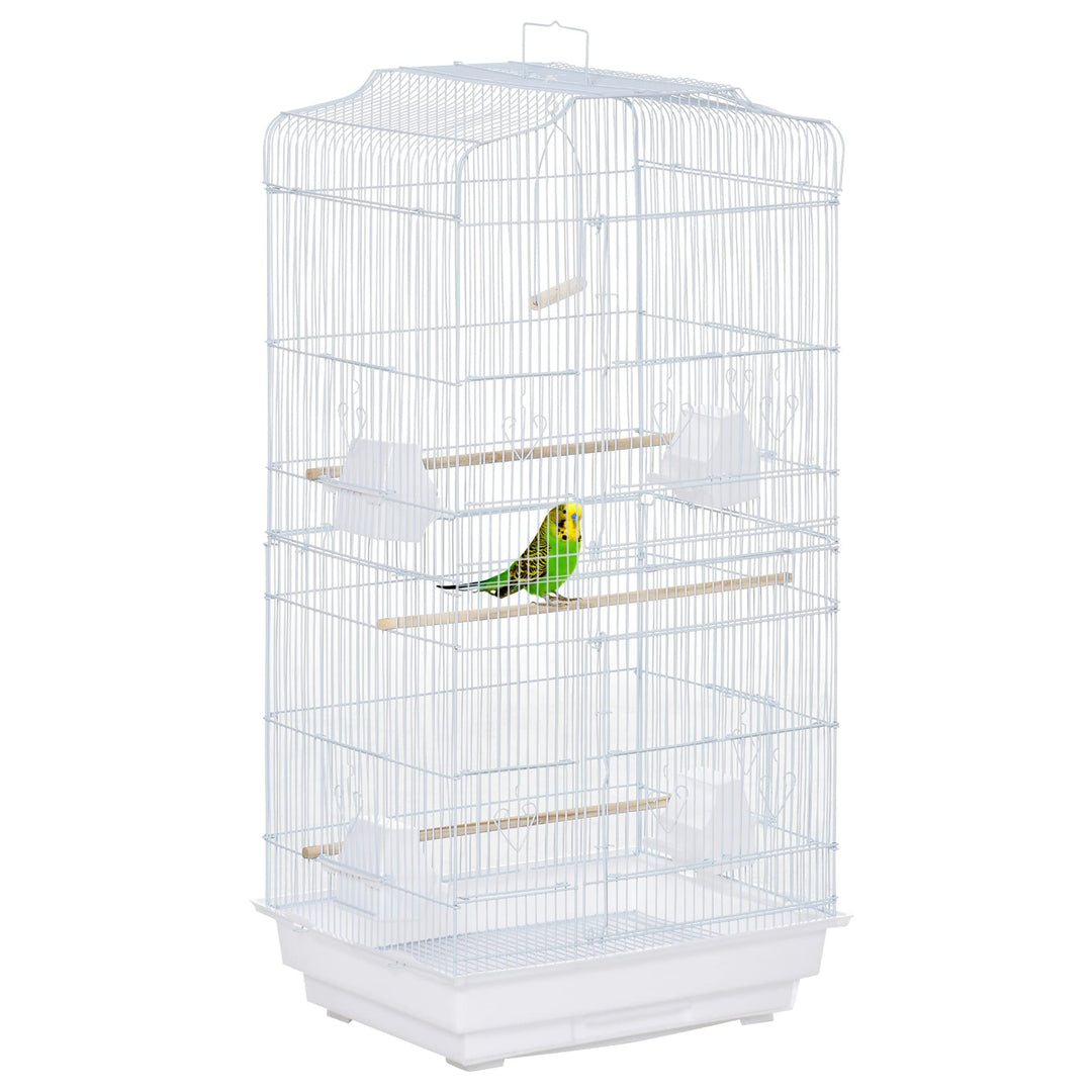 PawHut Vogelkäfig Vogelhaus Vogelvoliere Wellensittich Vogelbauer mit ausnehmbarer Bodenschale Weiss