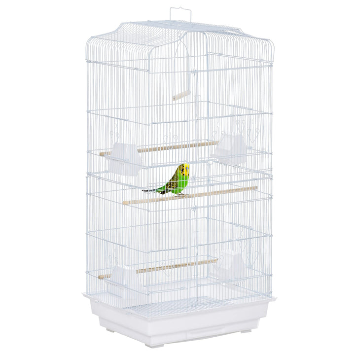 PawHut Vogelkäfig Vogelhaus Vogelvoliere Wellensittich Vogelbauer mit ausnehmbarer Bodenschale Weiss