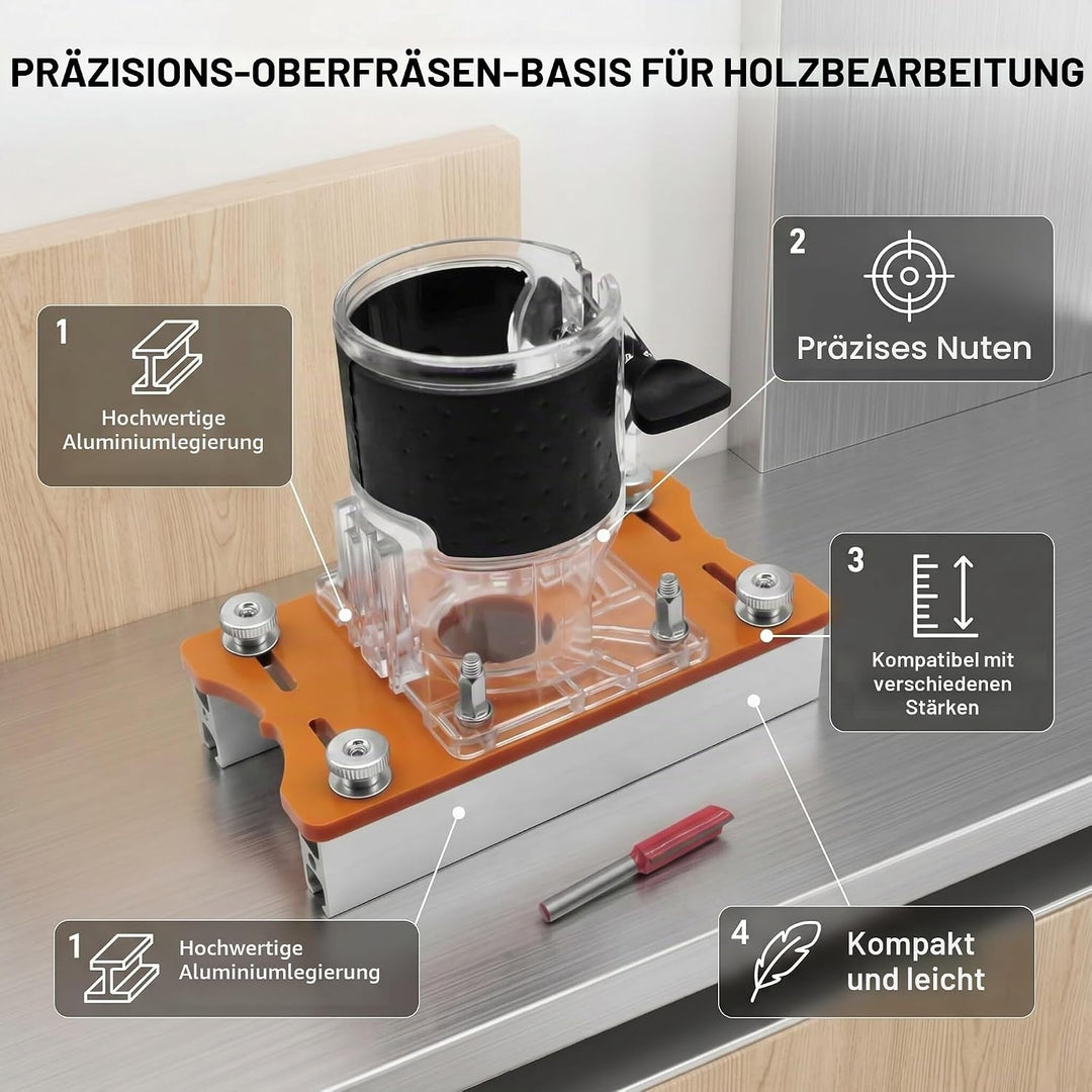 2-in-1-Holz-Router-Basis, Kompakte Holz-Palmen-Router-Basis aus Aluminiumlegierung, Router-Schlitzha
