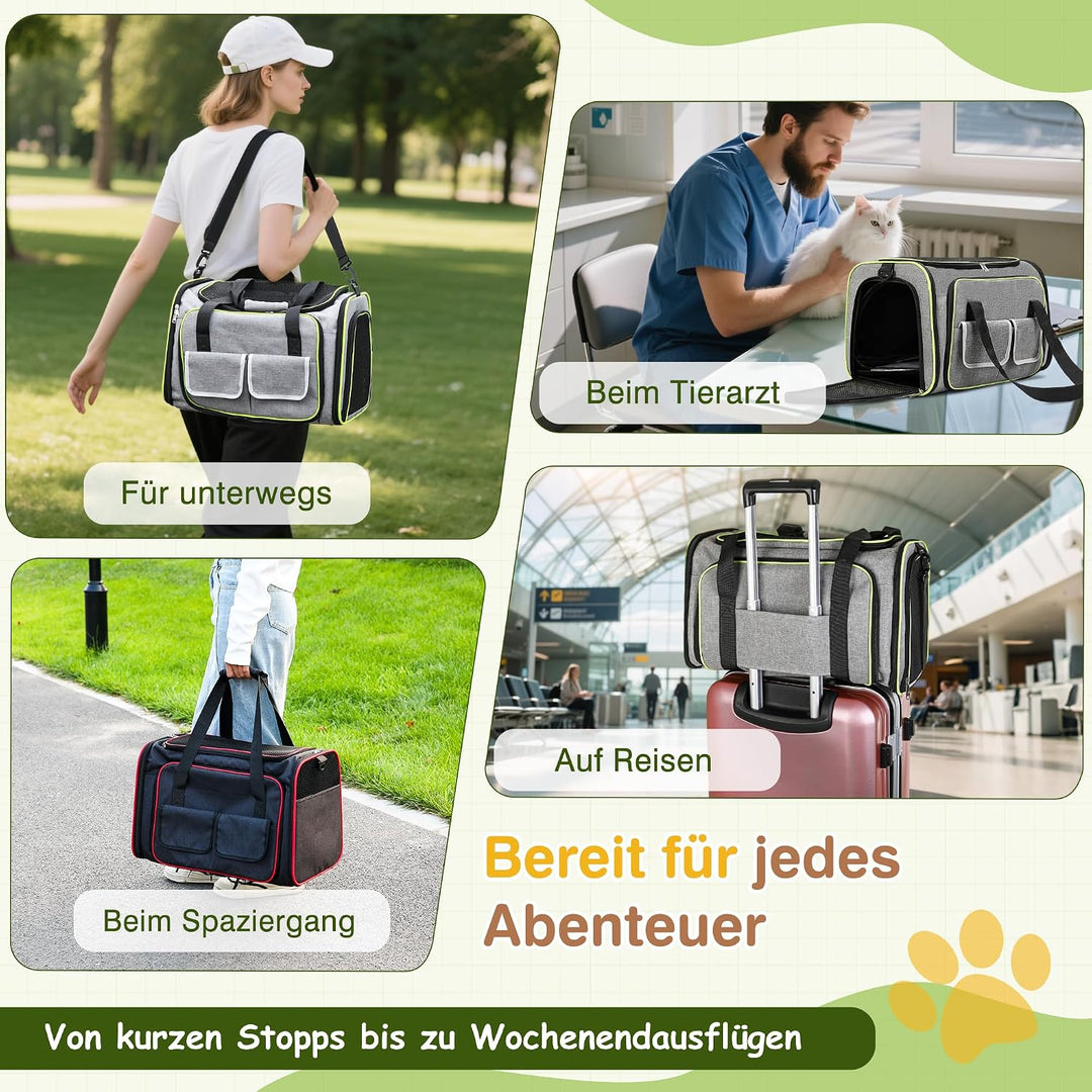 ALLSOPETS Erweiterbar Tragetasche für Katzen Hunde Faltbare Hund Katze Tragetaschen Tragbar Haustier