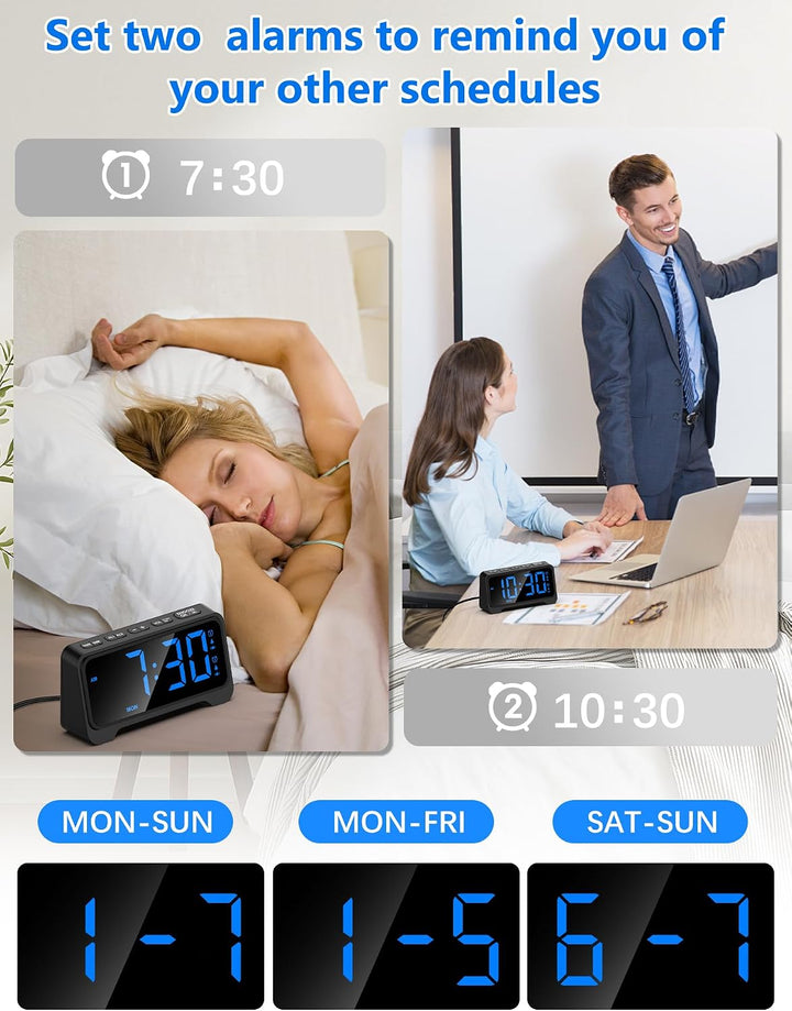Mesqool Wecker Extra Laut mit Bettschüttler, Vibrationswecker für Gehörlose Blau, Blau