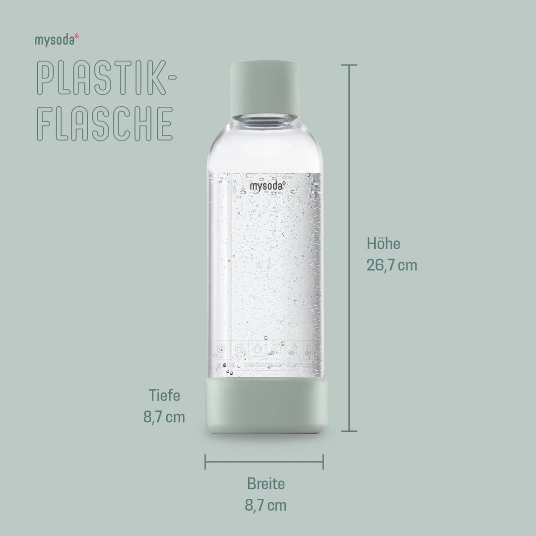 Mysoda: Wasserflasche für Wassersprudler, BPA-freies Plastik, mit Quick-Lock Schnellverschluss, Deta