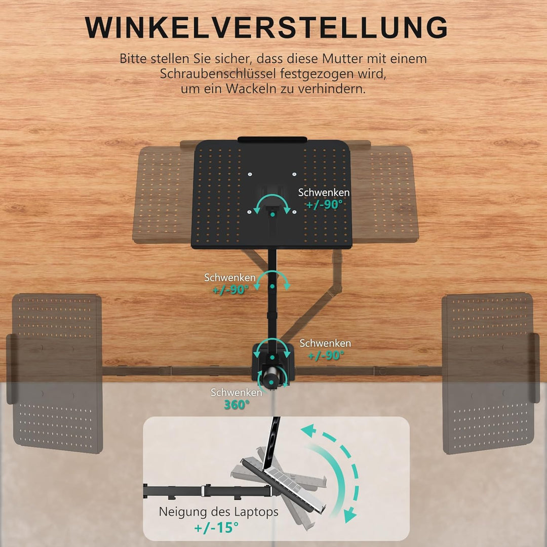 WALI Laptopablage Schreibtischhalterung für 1 Laptop Notebook bis 17 Zoll, voll verstellbar, 10 kg K