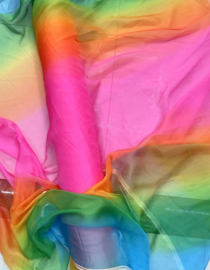 YYCRAFT Chiffon-Organza-Stoff, Meterware, 150 cm breit (Regenbogenfarben, 4,5 m) 5 Yards Chiffon, Re