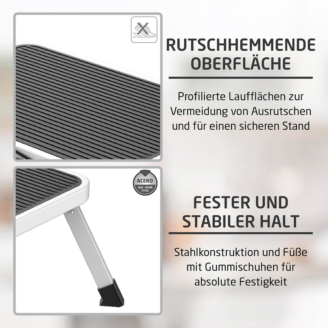 Amig - Klapphocker 1 Stufe - Tritthocker Weiss - 46 x 32 x 17 cm, 1