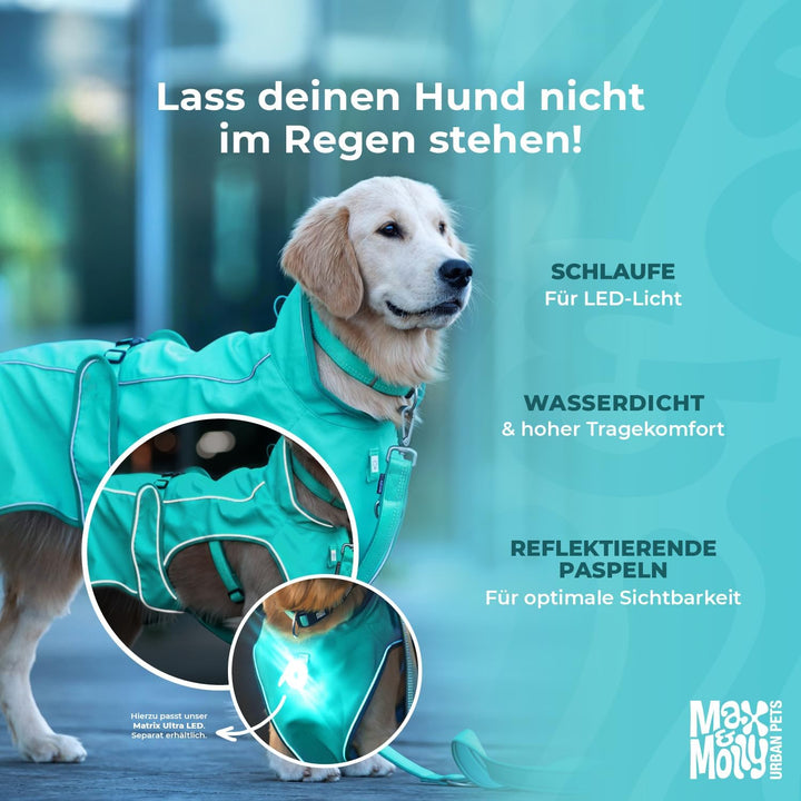 Max &amp; Molly Regenmantel Hund wasserdicht, XS, Stone, Sportliche Regenjacke für Hunde mit verstellbar