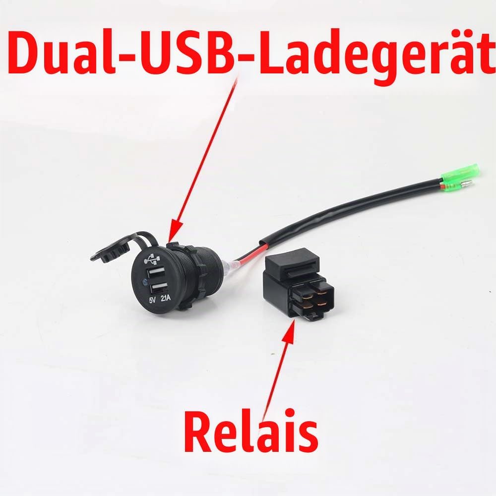 MOQIAOSEIKO Motorrad Ladegeräte Dual USB Ladegerät mit Relais Batterieladegerät für Kawasaki Versys6