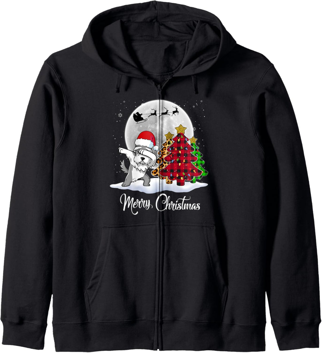 Dabbing Miniatur Schnauzer Hund Weihnachtsmann Kapuzenjacke