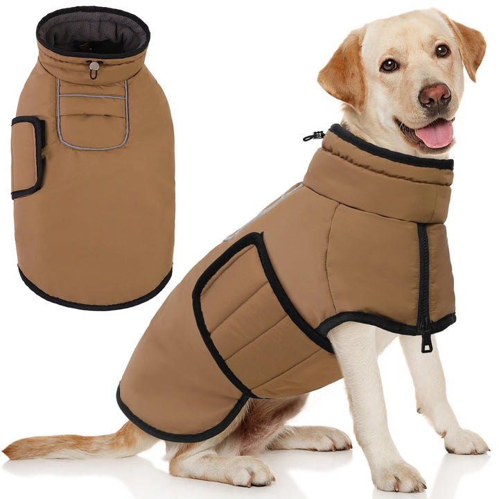 AOFITEE Hundemantel für Mittelgrosse Hunde, Warme Hundewinterjacke mit Eingebautem Geschirr, Reflekt