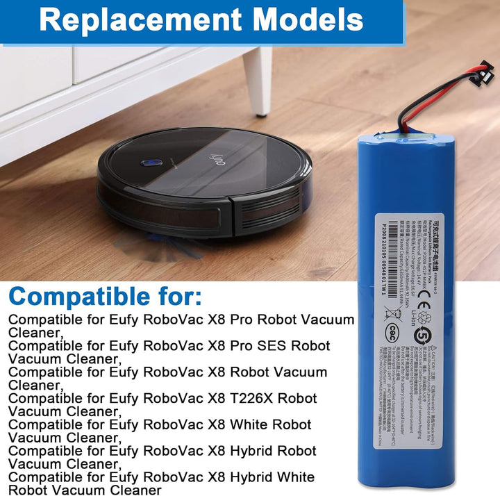 6400mAh Ersatzakku, Kompatibel mit Eufy RoboVac X8, RoboVac X8 T226X, RoboVac X8 Pro, RoboVac X8 Pro