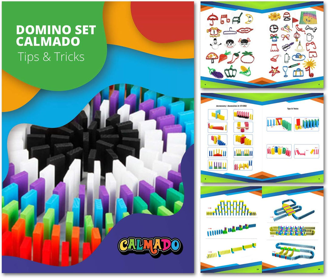 Calmado - Domino Spiel 450 teilig Dominosteine aus Holz, Spielzeug ab 3 Jahre - Bausätze für Kinder