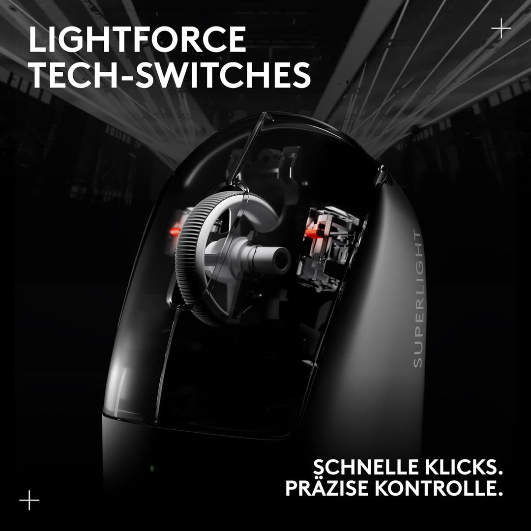 Logitech G PRO X Superlight 2 Lightspeed Kabellose Gaming-Maus, Lightweight, LIGHTFORCE Hybrid-Schal