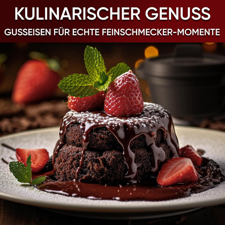 Dutch Oven Set Mini - 4x 300ml Gusseisen Mini Topf mit Deckel - bereits eingebrannter Mini Dutch Ove