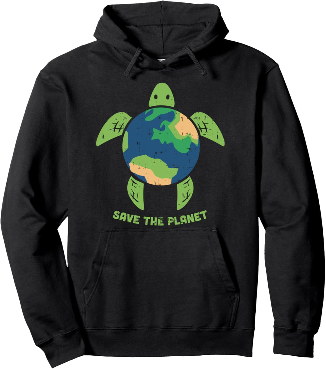 Save The Planet Earth Day Environment Turtle Planet Pullover Hoodie