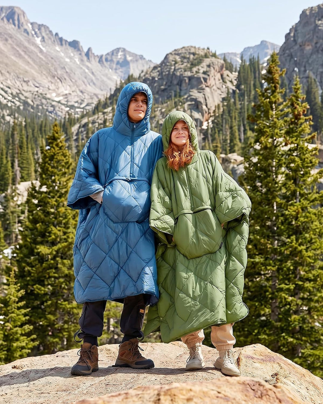 ATEPA Camping Decke Poncho, Ultraleicht Blau, Blau