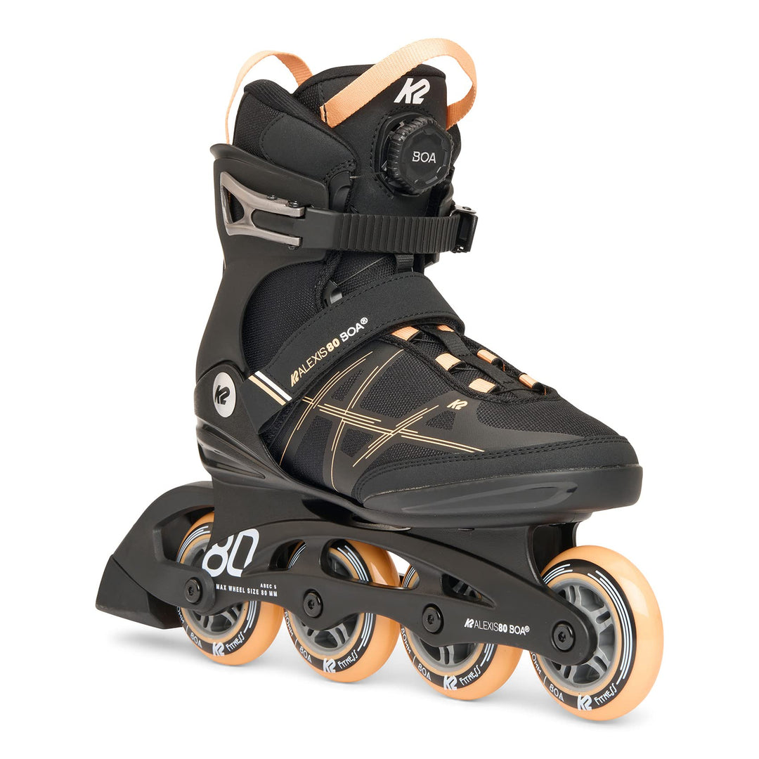 K2 Damen Alexis 80 Boa Inline Skates EU: 40 (UK: 6.5 / US: 9) black - peach, EU: 40 (UK: 6.5 / US: 9