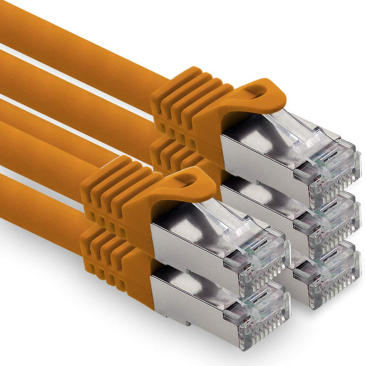 1,0m - orange - 5 Stück CAT.7 Computer Ethernet Kabel Netzwerkkabel (Rohkabel) Patchkabel S-FTP LSZH