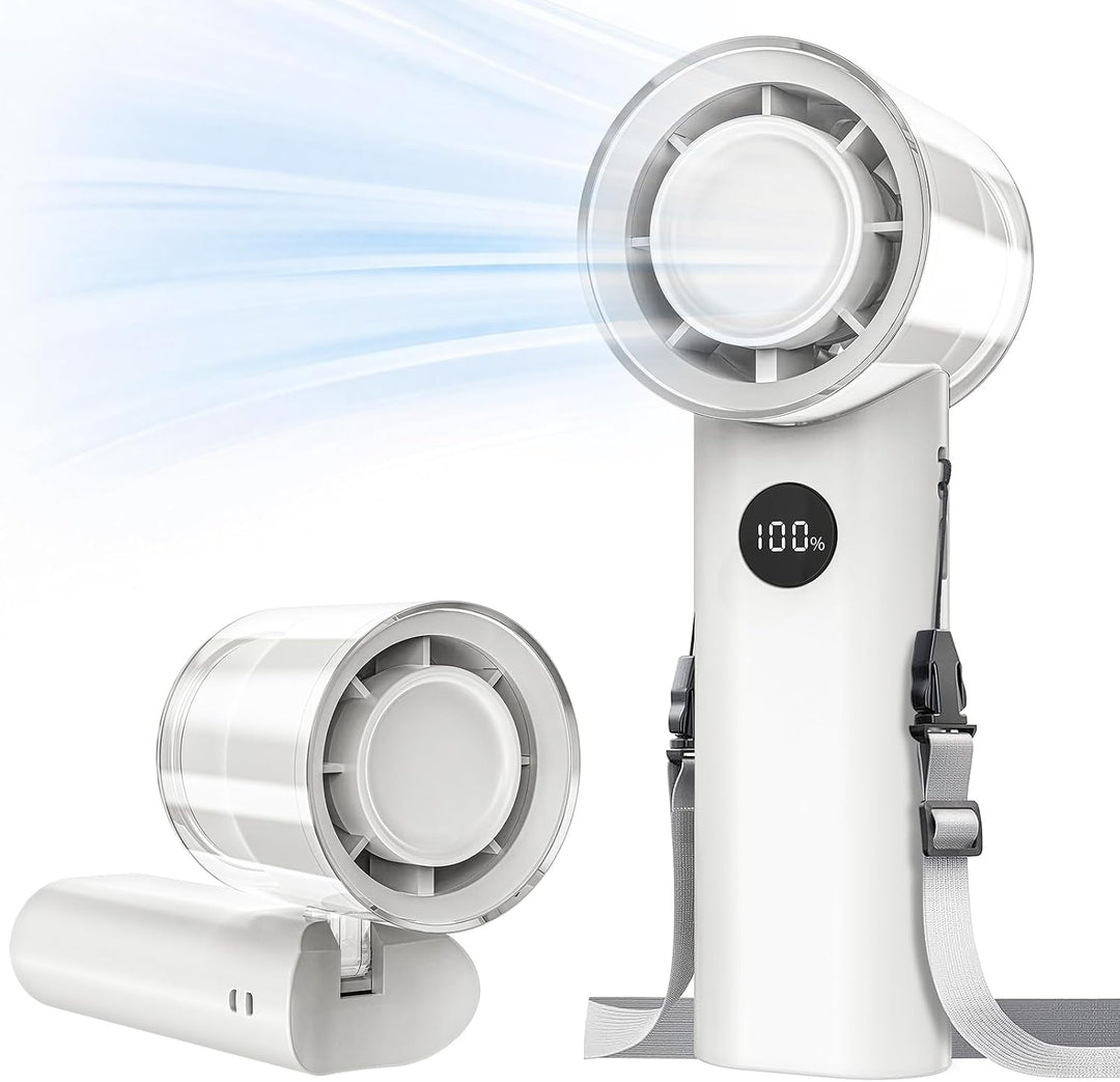 WOWDSGN Handventilator Tragbarer Ventilator Mit 5 Geschwindigkeitsstufen Weiss, Weiss