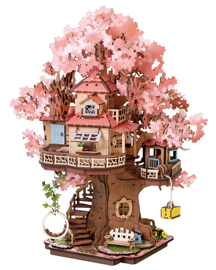 Rolife 3D Puzzle für Erwachsene Sakura Baumhaus Miniatur Modell Bausatz 3D Puzzle für Erwachsene zum