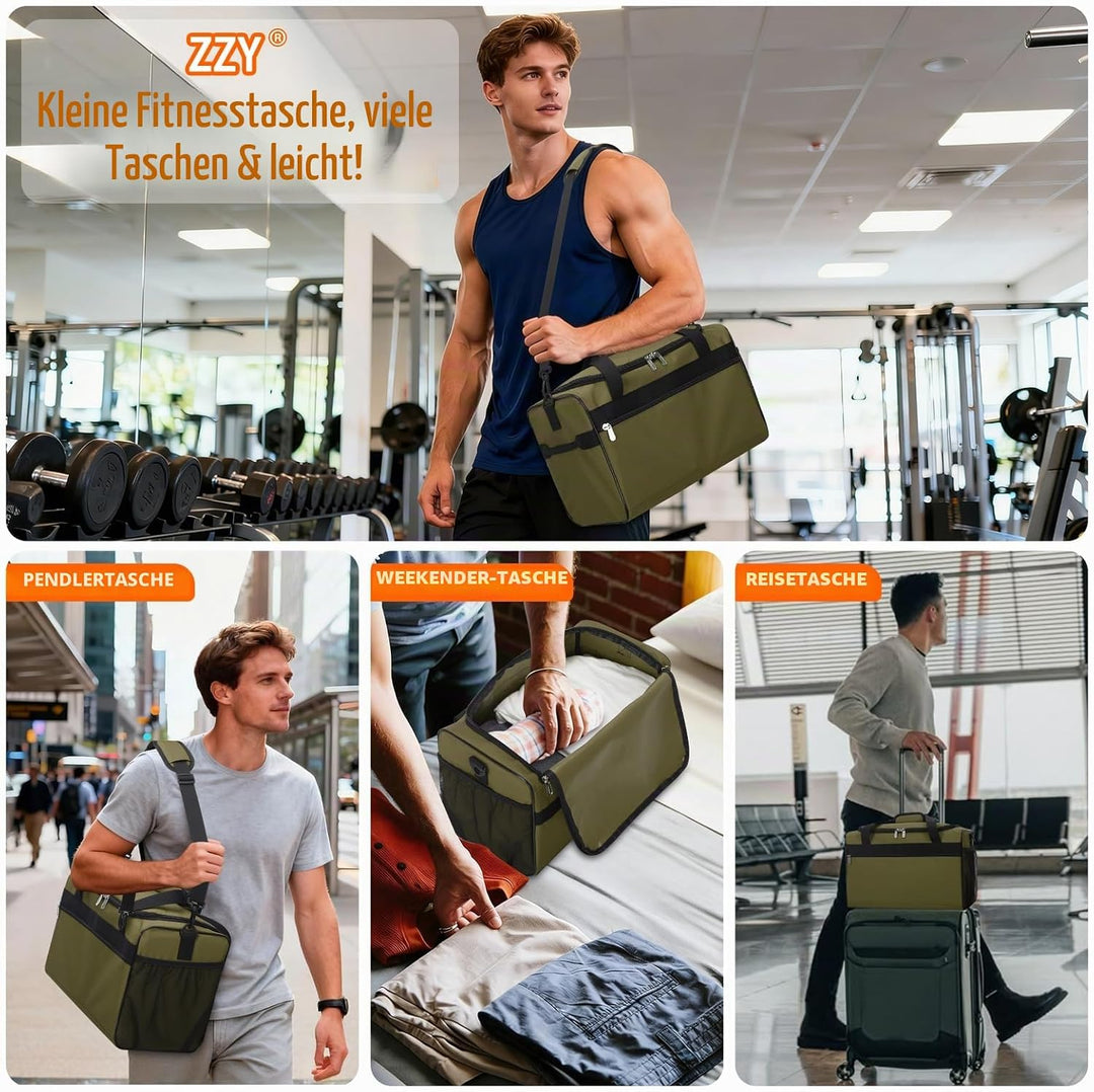 ZZY Sporttasche Klein, Olivgrün, 20L, 40x20x25cm, Olivgrün