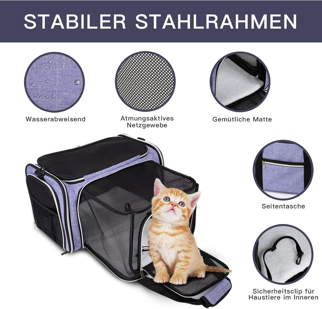 BAGLHER Tragetasche für Katzen, von Fluggesellschaften zugelassen, weiche Seite, Haustier-Reise, 5 S