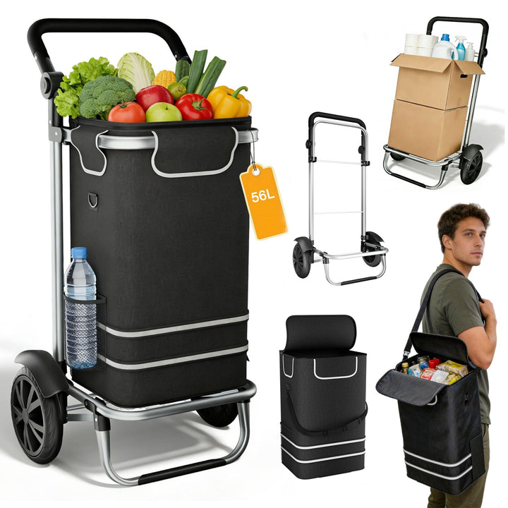UISEBRT 3in1 Einkaufstrolley klappbar mit 56L gross Volumen,Multifunktionaler Einkaufsroller mit Küh