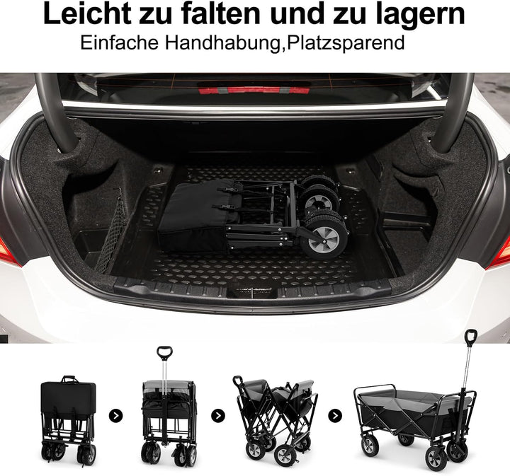 EUGAD Bollerwagen faltbar, 100 L Transportwagen mit verstellbarem Griff, tragbarer Strandwagen mit S