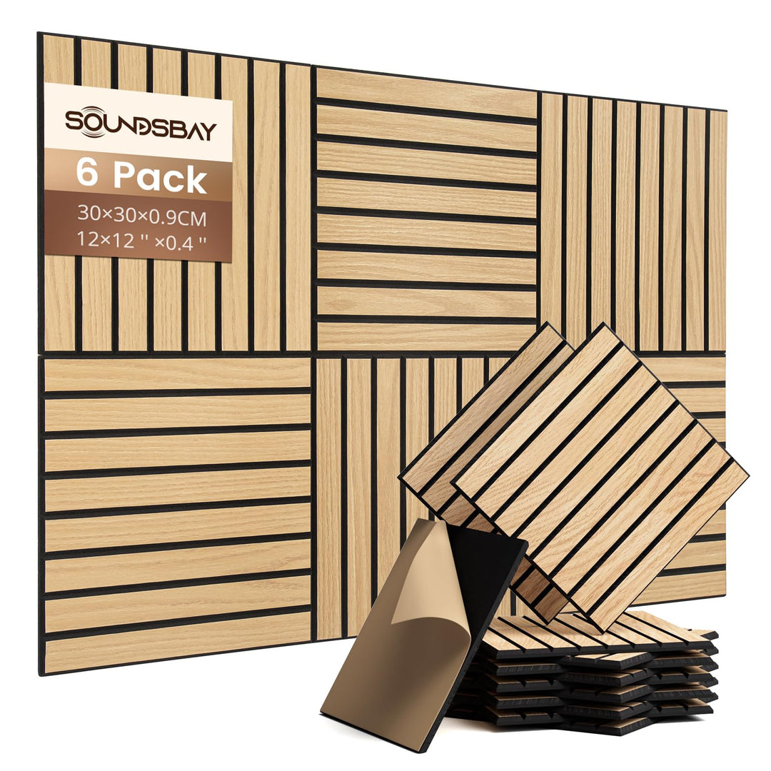 Soundsbay Akustikpaneele Selbstklebend 0.54 ㎡-6 Stück 30×30×0.9cm Oak 6 Pack Oak, 6 Pack Oak