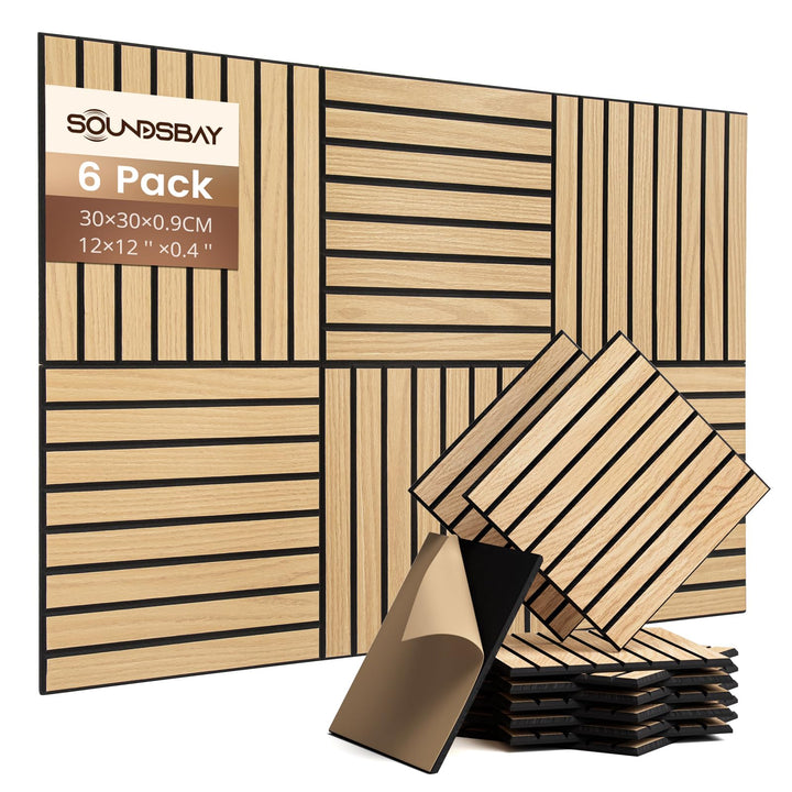 Soundsbay Akustikpaneele Selbstklebend 0.54 ㎡-6 Stück 30×30×0.9cm Oak 6 Pack Oak, 6 Pack Oak