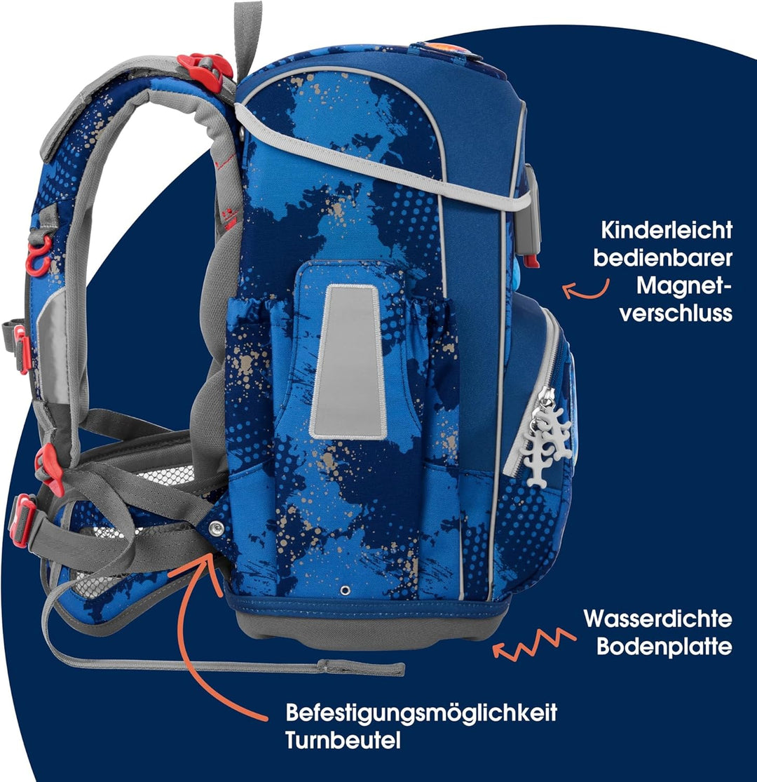 Step by Step Schulranzen-Set Cloud Reflect „Rocket Novo“ 5-teilig, blau, ergonomischer Tornister mit