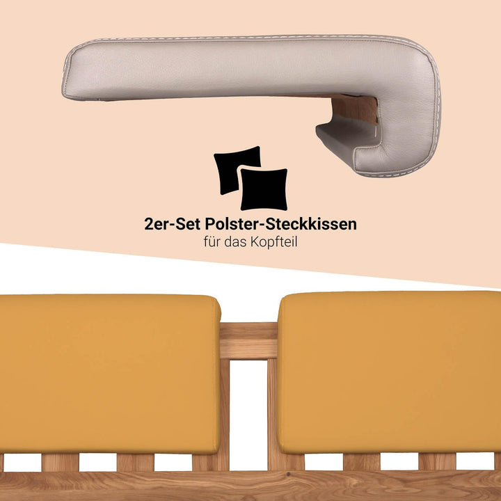 Staboos 2er Set Polsterkissen Steckkissen Bett Kopfteil, Ocker Camel, Camel