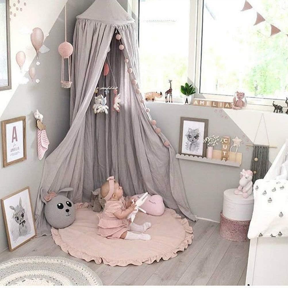Babyspielmatte Runde Rüschen Aktivität Playmat, 100 cm rosa Babyspielmatte für den Boden, Baumwolle