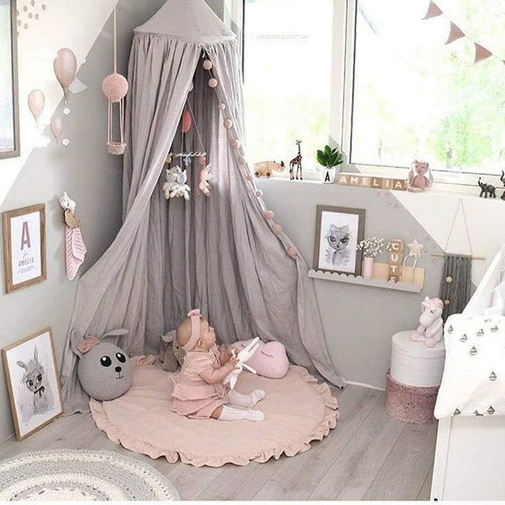 Babyspielmatte Runde Rüschen Aktivität Playmat, 100 cm rosa Babyspielmatte für den Boden, Baumwolle