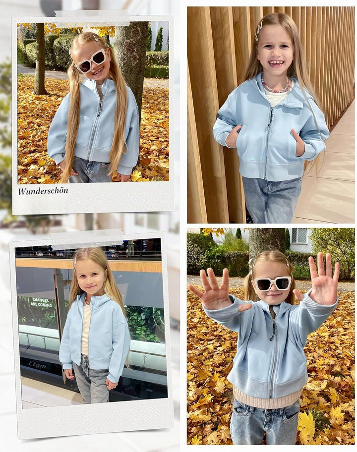 Rolanko Kapuzenpullover für Mädchen mit Reissverschluss, Gemütliche Langarm-Kapuzenjacke Lässiges Sw