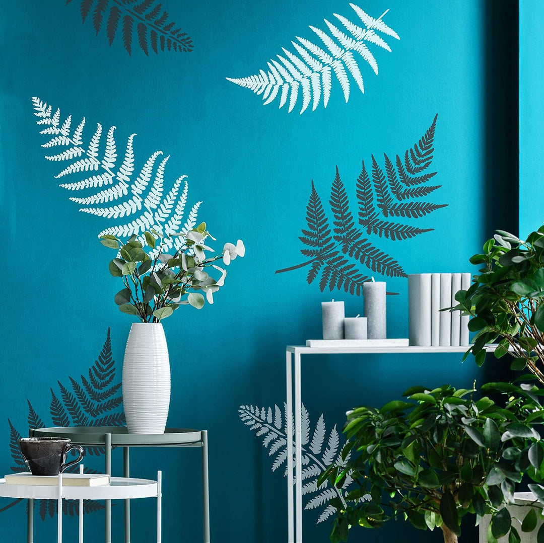 Wiederverwendbare Wandschablone aus Kunststoff // Farnblätter // Muster Schablone Vorlage (65x95cm),
