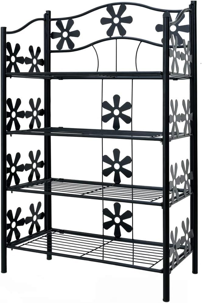 Deuba® Blumenregal Metall Schwarz 4 Etagen Balkon Outdoor Indoor Blumenständer Pflanzenständer Blume